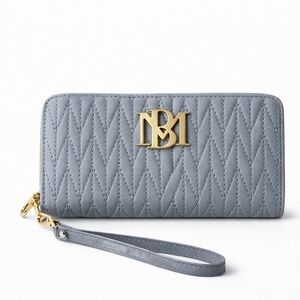 Badgley Mischka Quiet Luxury Quilted Wristlet Wallet Grey NWT